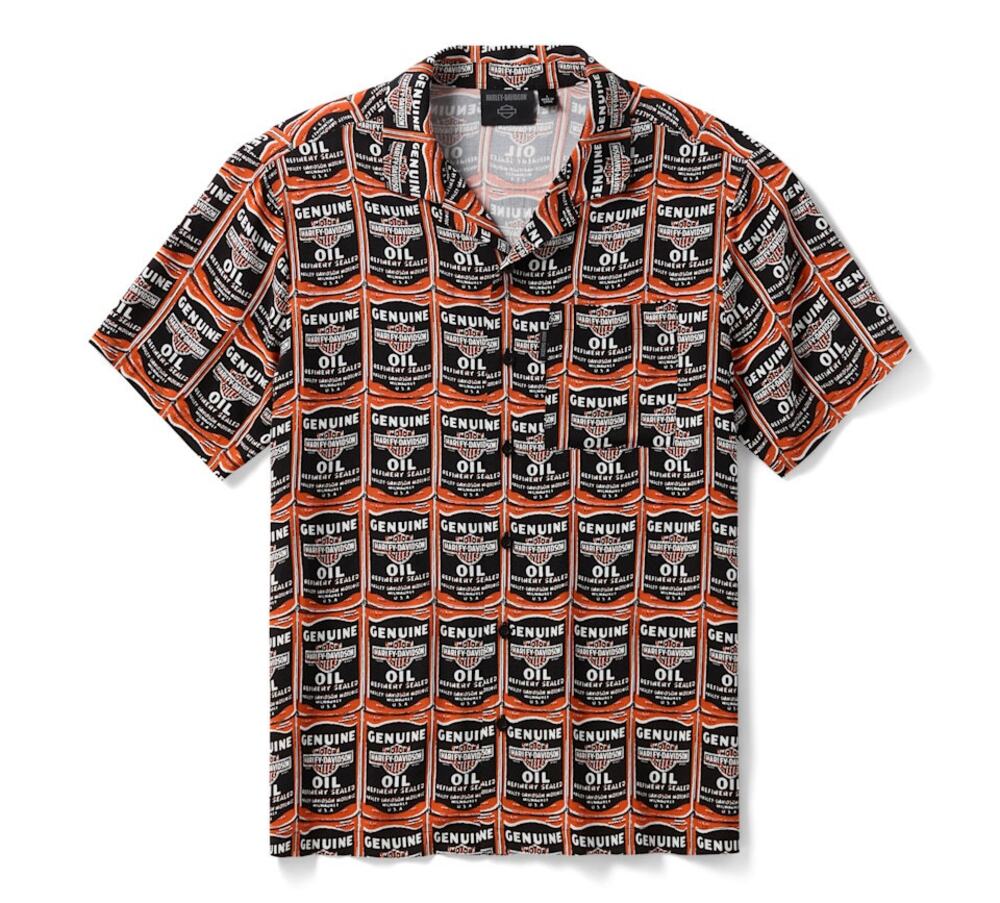 NWT Harley Davidson Men's H-D Essential Oil Can Aloha Shirt size Large